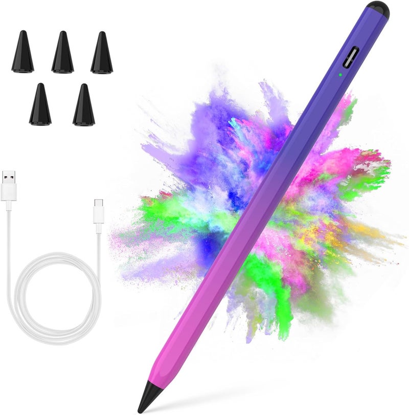 COO ​​​Stylus Pen for iPad 2018-2023 with Palm Rejection, Active Pencil for iPads 10th/9th/8th/7th/6th Gen, for iPad Pro 11/12.9 inch, for iPad Air 5th/4th/3th, for iPad mini 6th/5th Gen(Purple Rose Red) - Image 1